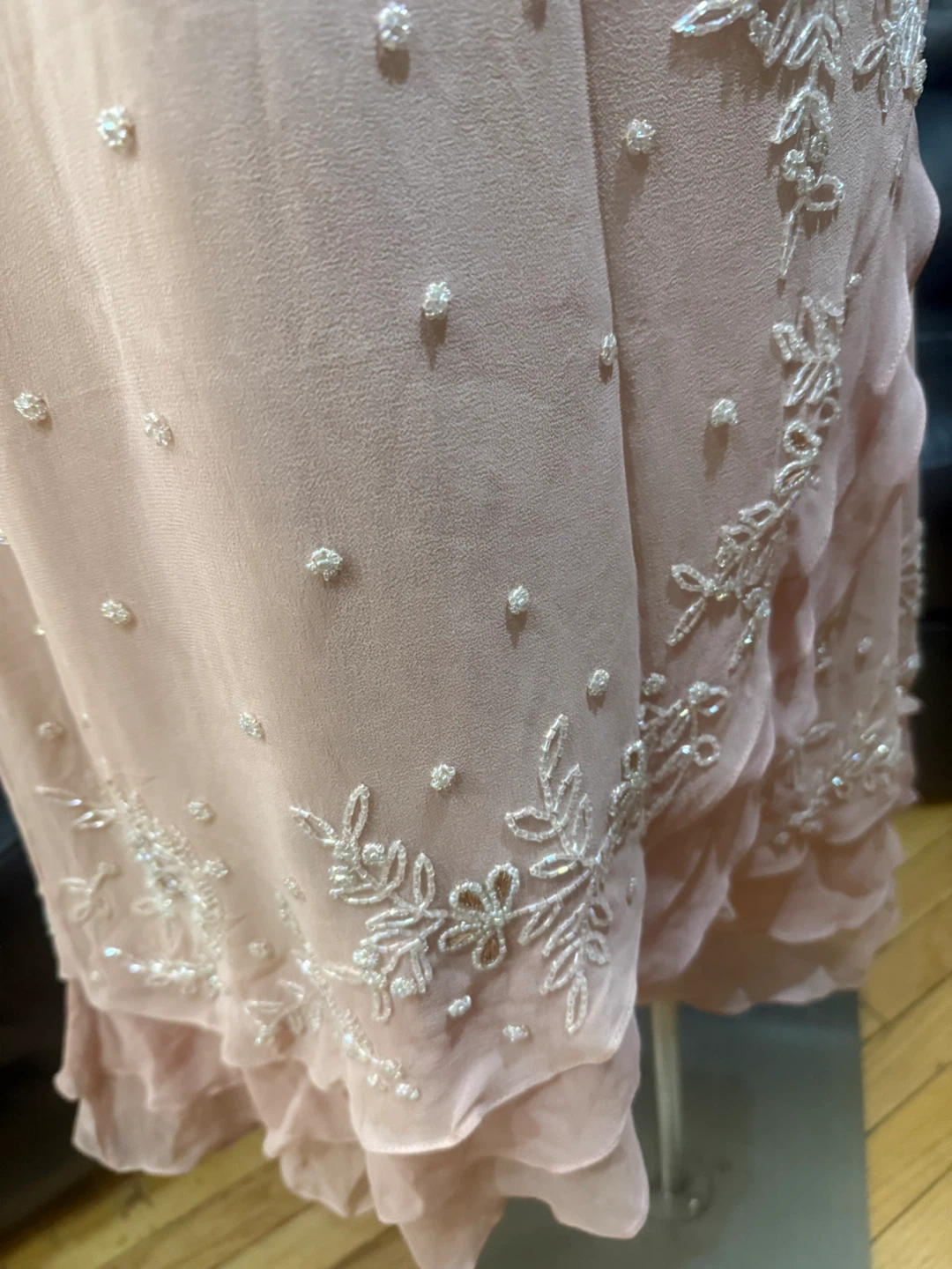 Scala pink beaded and lace dress beading w/ BEADED Cover size XL - photo 3