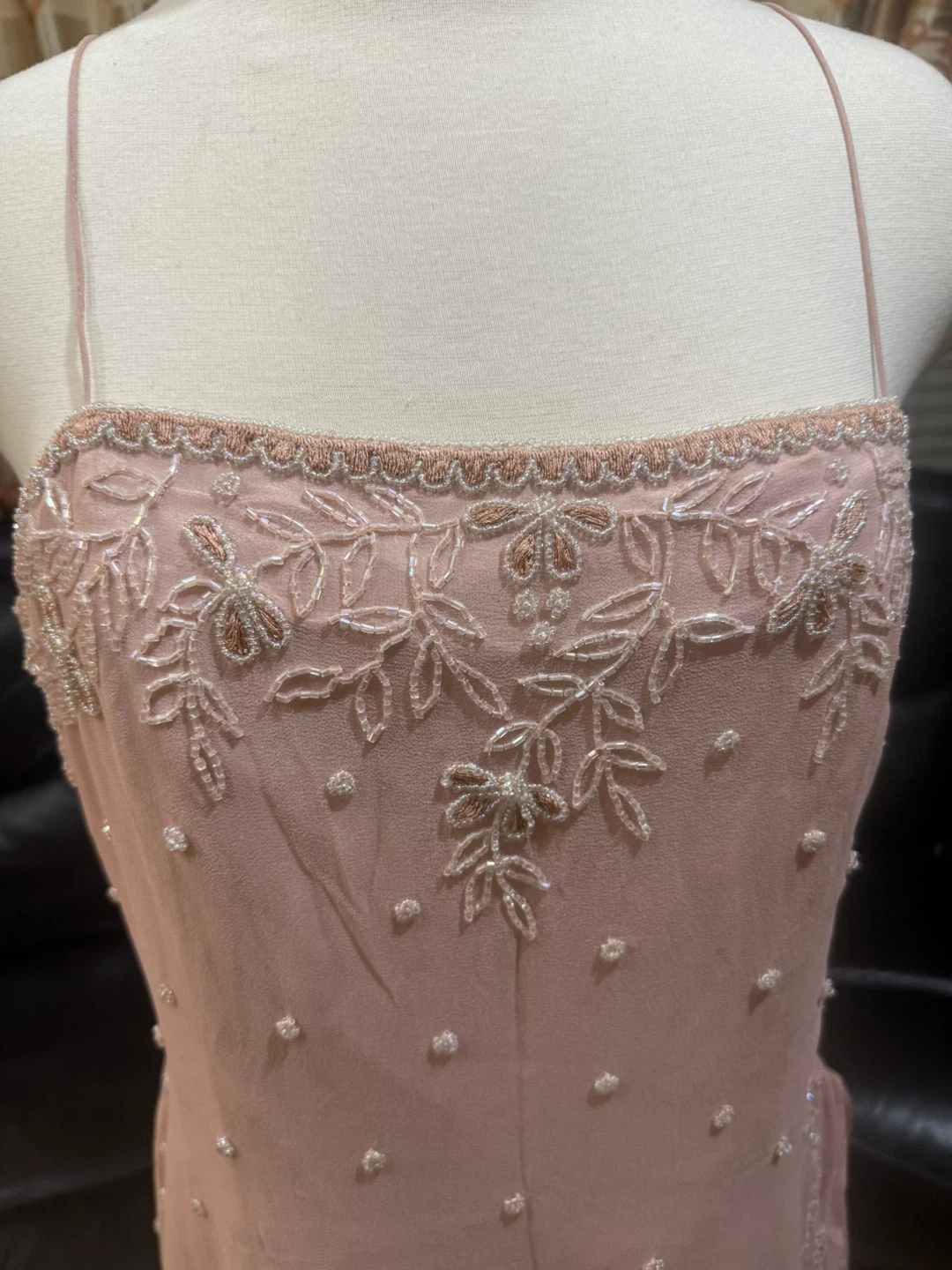 Scala pink beaded and lace dress beading w/ BEADED Cover size XL - photo 4