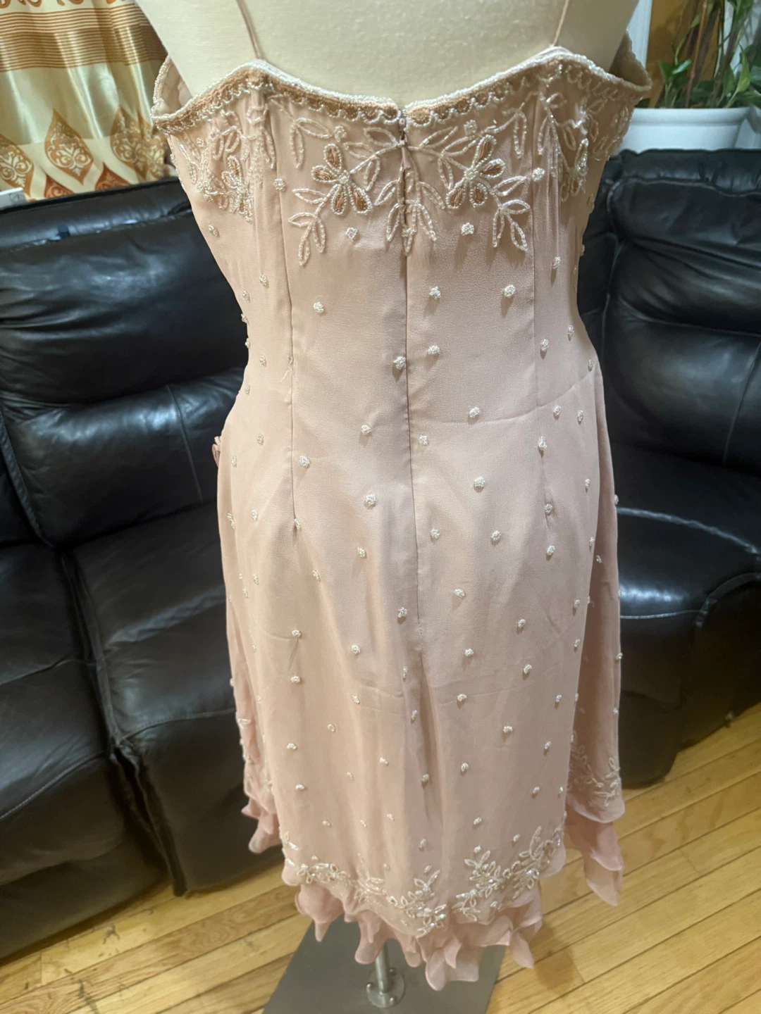 Scala pink beaded and lace dress beading w/ BEADED Cover size XL - photo 5