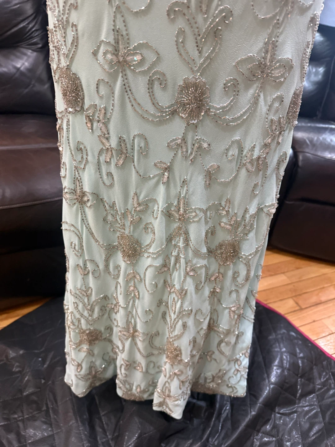 Together light blue maxi dress w/silver beaded vine embroidery - photo 4