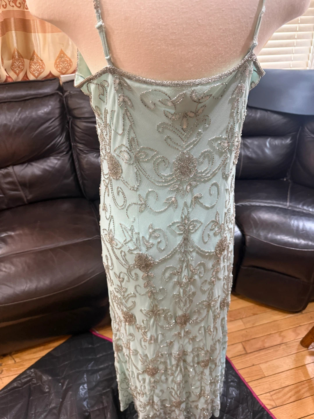 Together light blue maxi dress w/silver beaded vine embroidery - photo 5