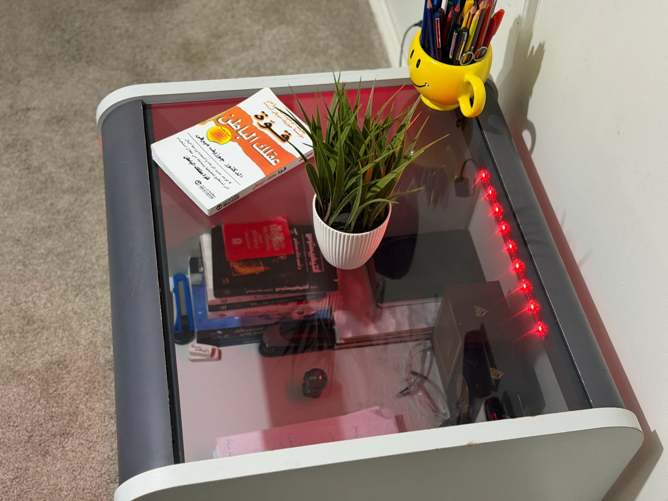 Modern LED Nightstand with Glass Top - photo 3