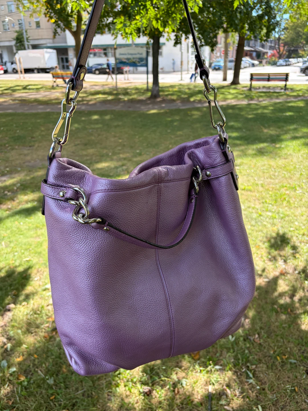 Coach Brooke Lilac Purple Metallic Leather Hobo Bag - photo 2