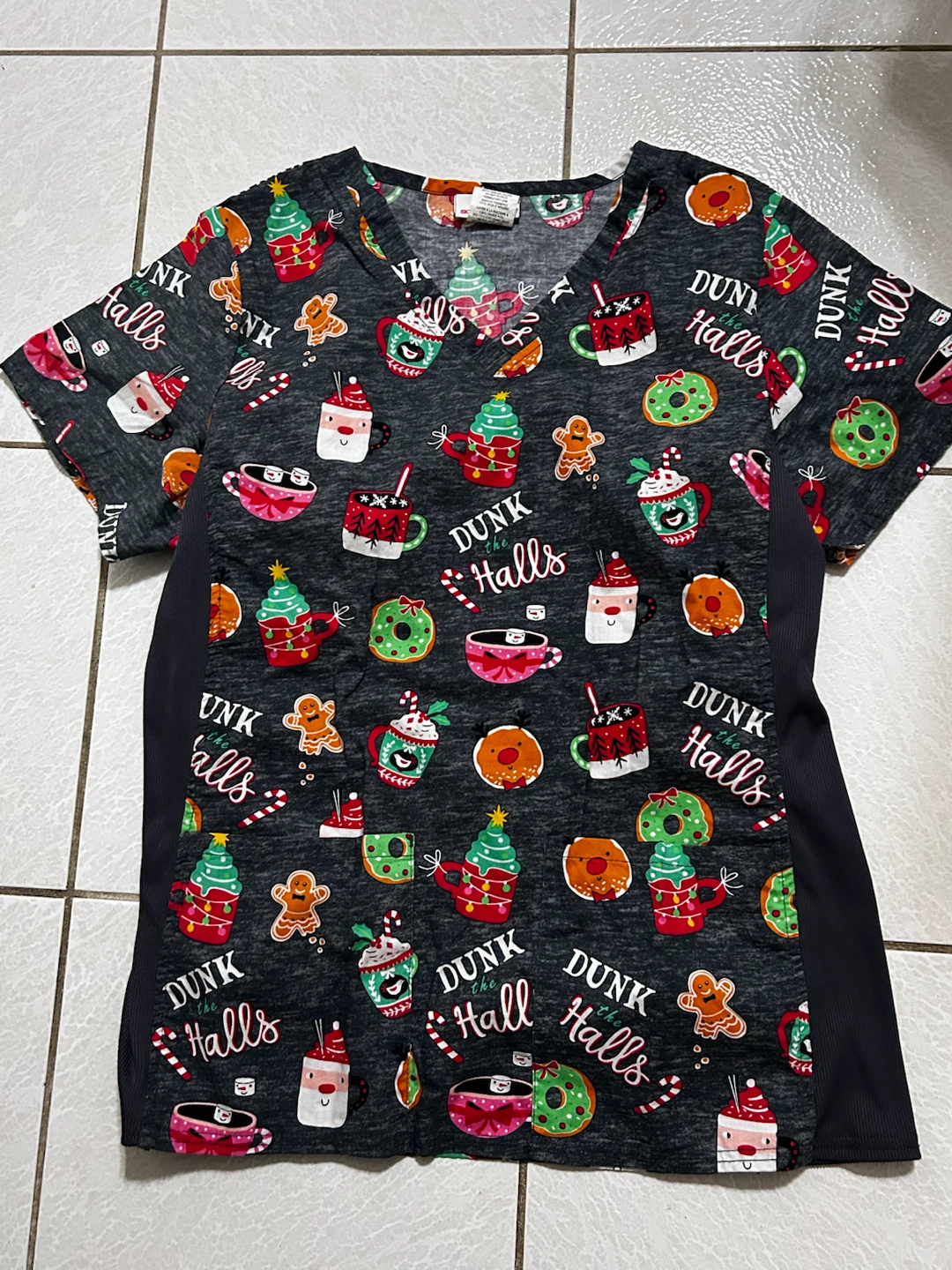 Scrubstar Christmas Print Scrub Top - Medium