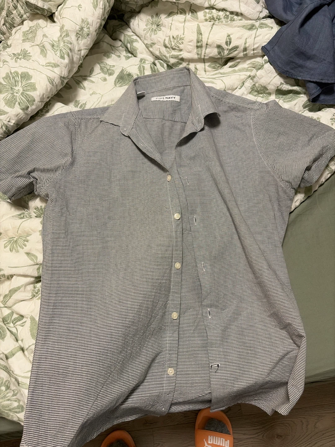 Pure Navy Striped Short-Sleeve Shirt