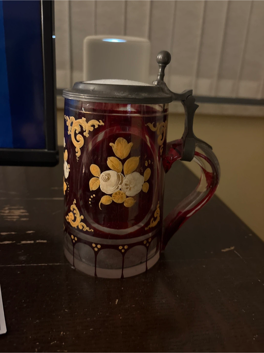 Vintage Ruby Glass Beer Stein