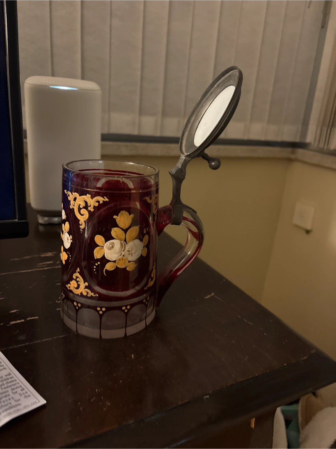 Vintage Ruby Glass Beer Stein - photo 2