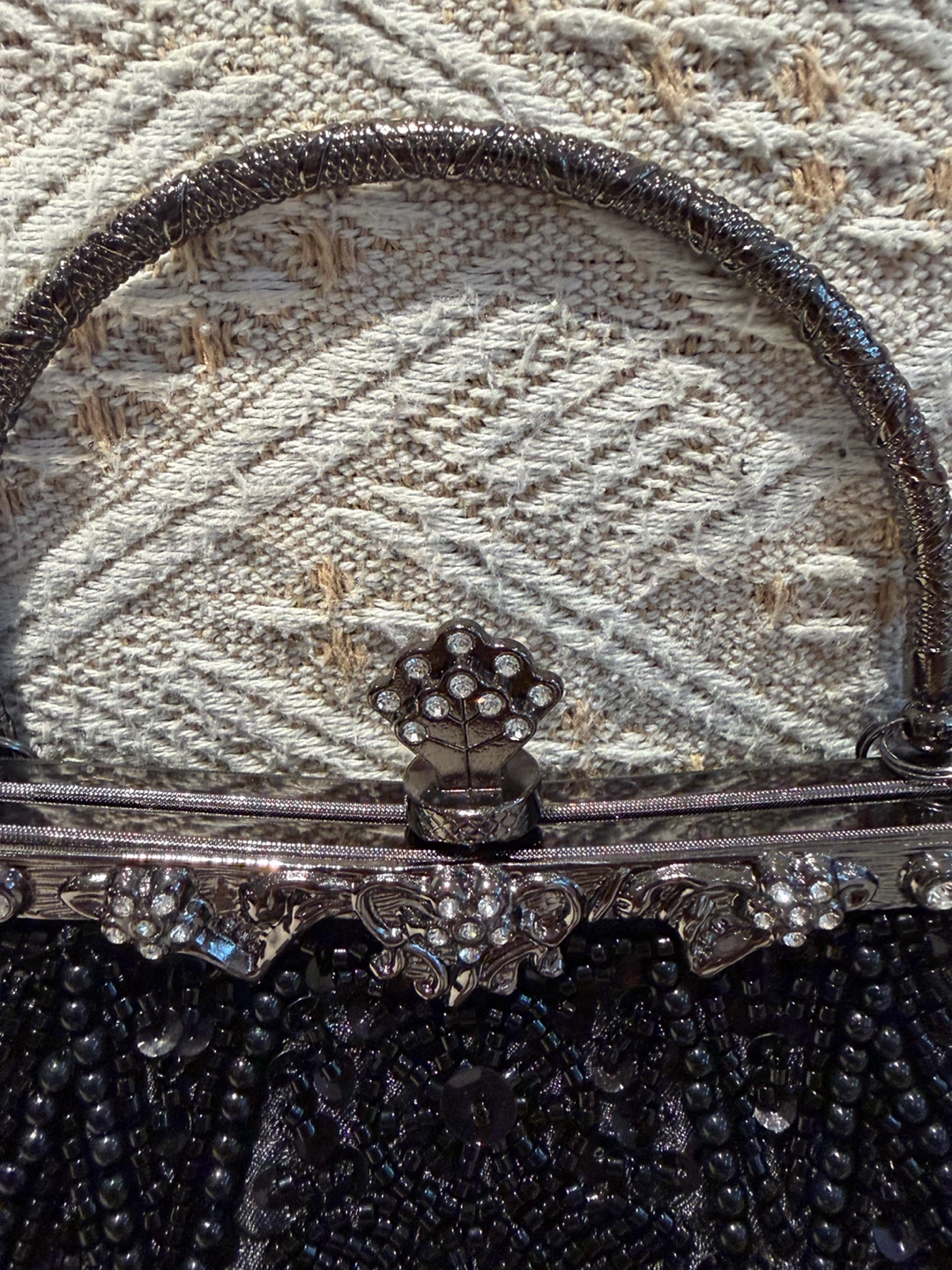 Black Beaded Evening Clutch Bag - photo 4