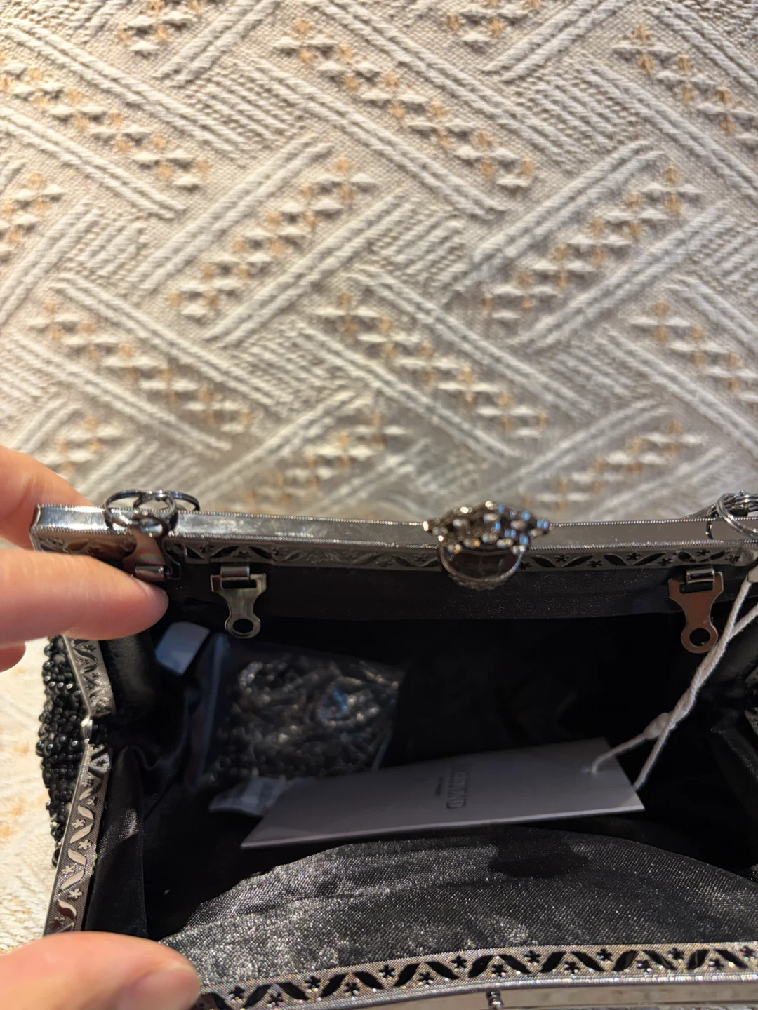 Black Beaded Evening Clutch Bag - photo 5