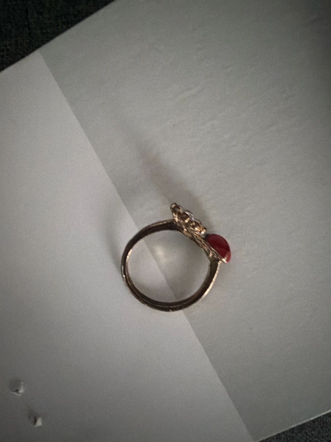 Ladybug and Flower Gold-Tone Ring