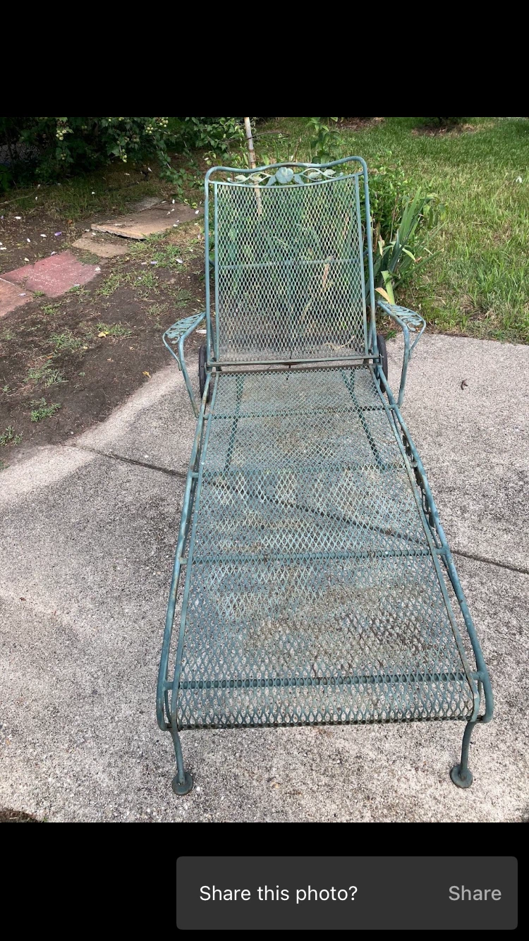 Vintage Metal Mesh Chaise Lounge Chair