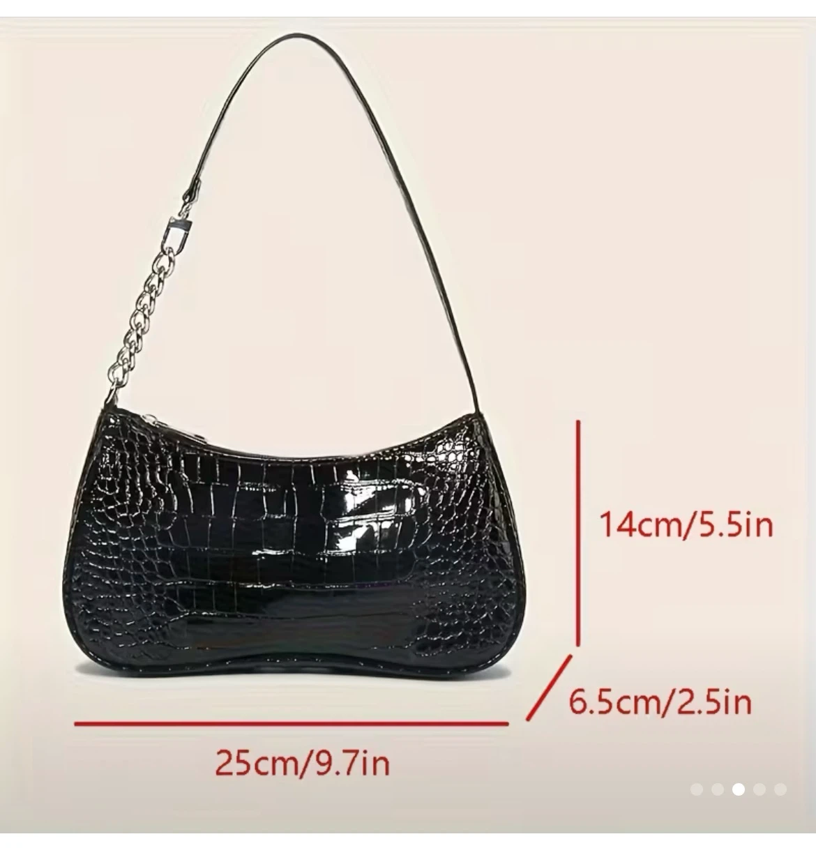 Black Croc-Embossed Shoulder Bag - photo 3