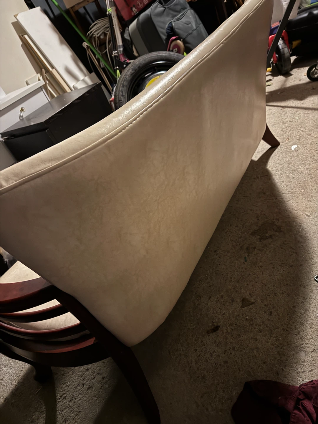 Cream Faux Leather Loveseat - photo 2