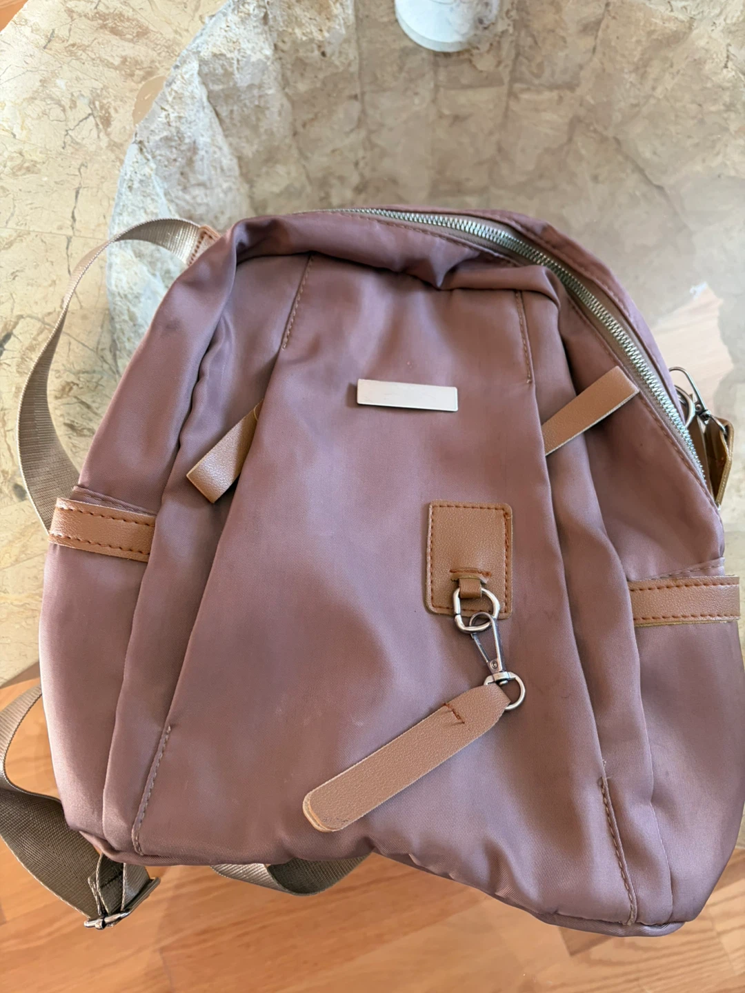 Small mauve nylon backpack