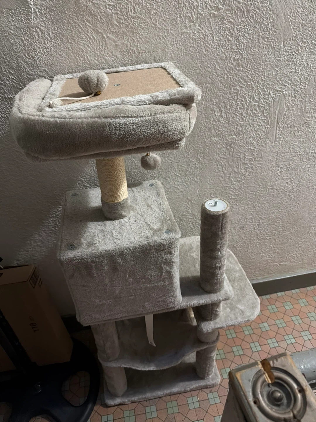 Gray Plush Cat Tree Tower