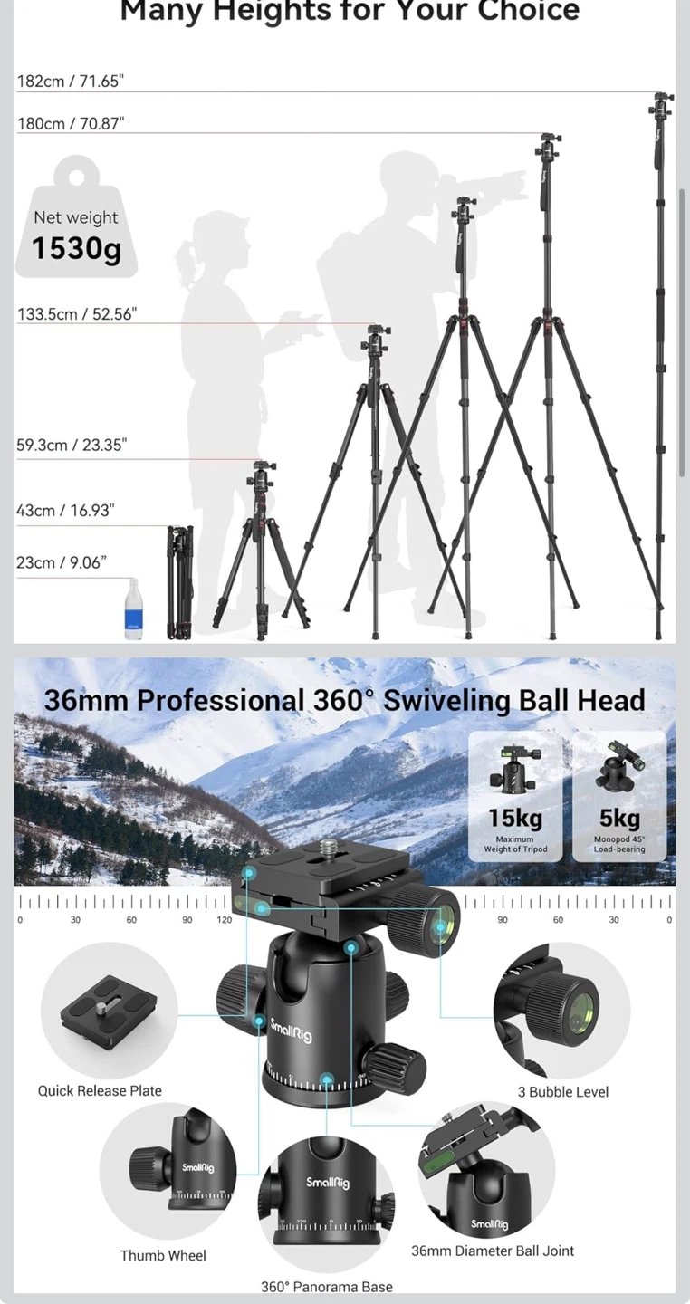 SmallRig Aluminum Camera Tripod CT-10 - photo 2