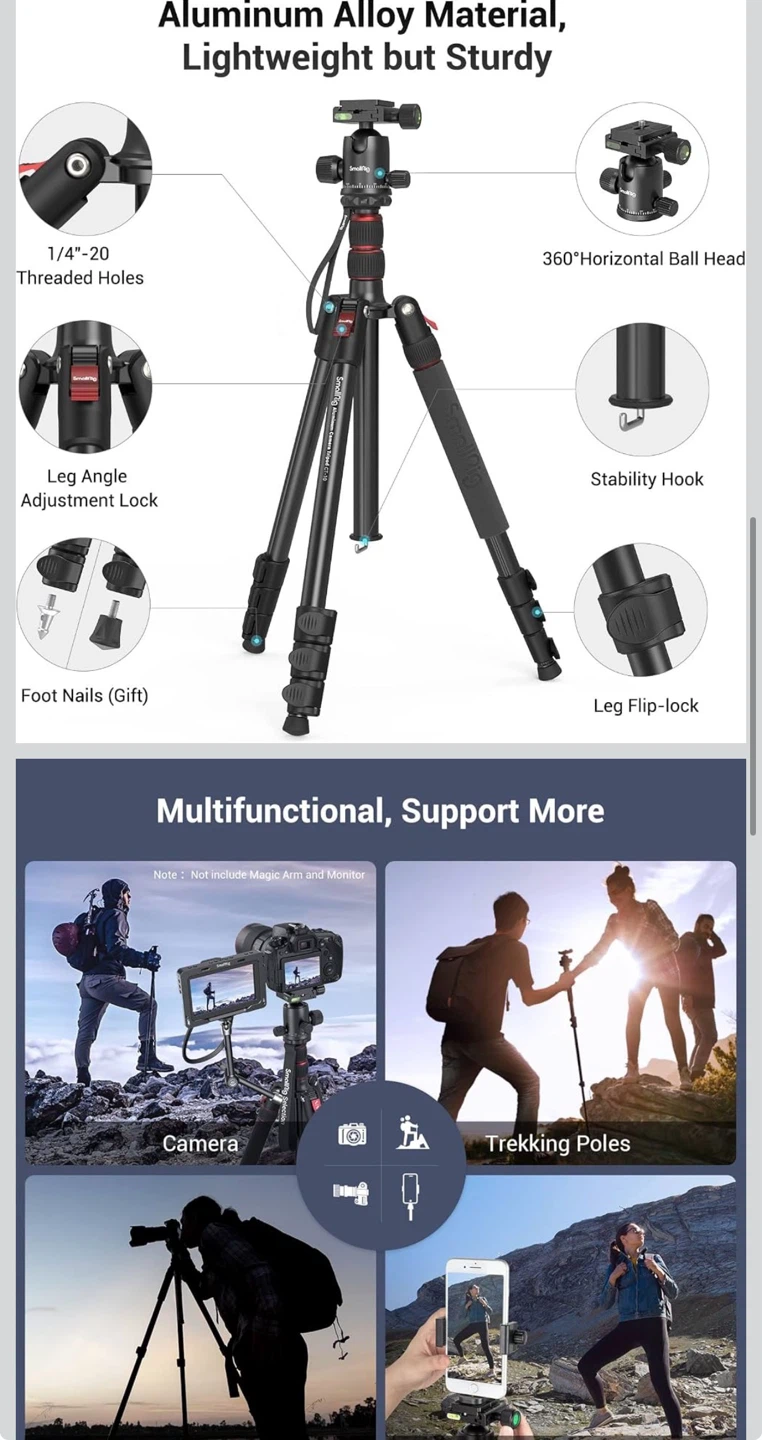 SmallRig Aluminum Camera Tripod CT-10 - photo 3