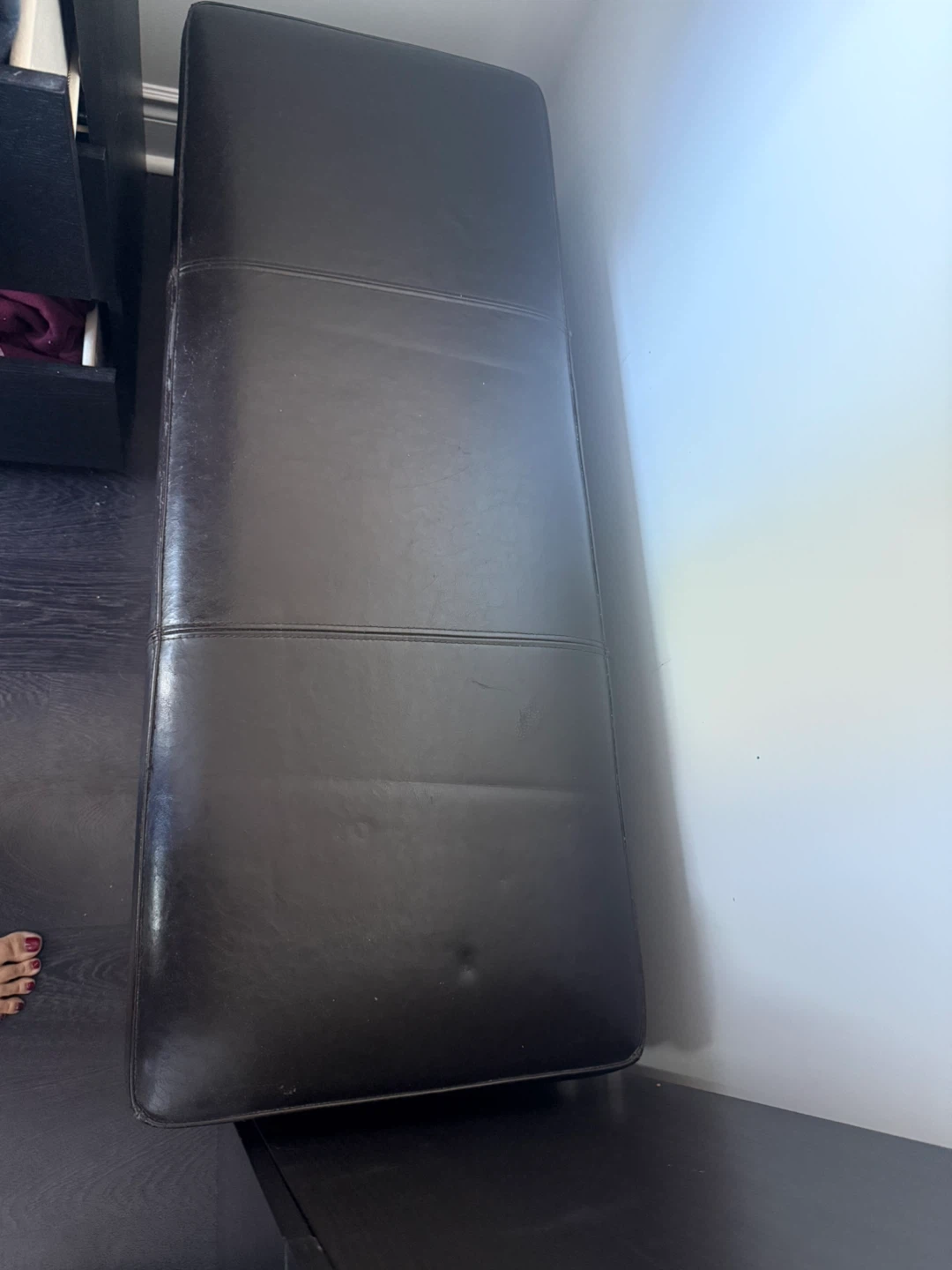 Dark Brown Faux Leather Storage Bench