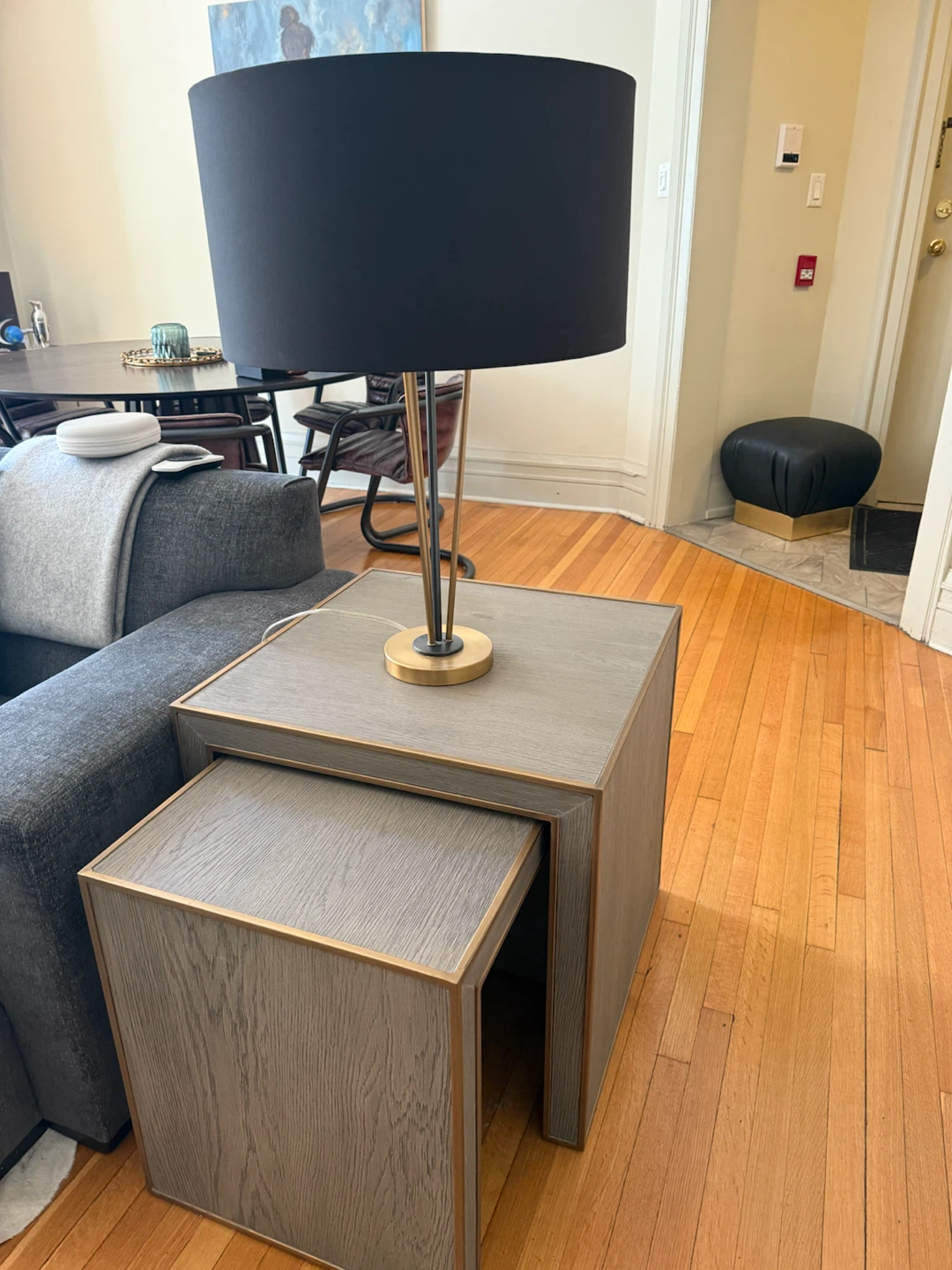 Parks Nest Pullup Table – Grey Oak / Brushed Brass (Set of 2 - photo 2