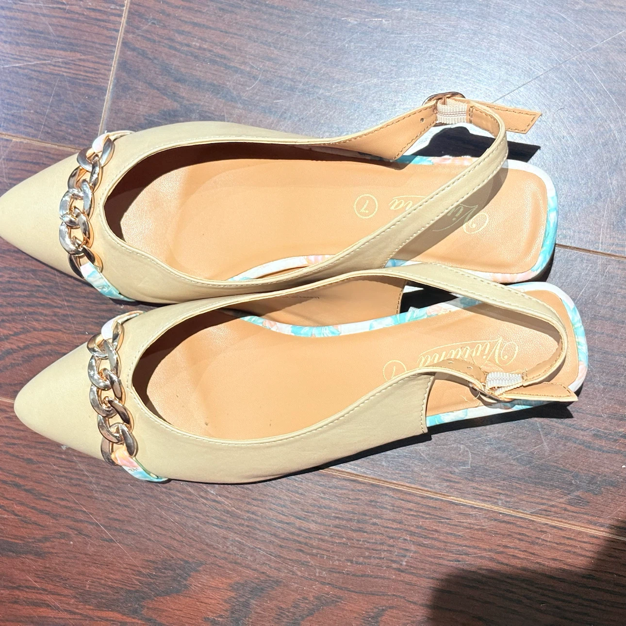 Viviana beige slingback flats, size 7 - photo 2