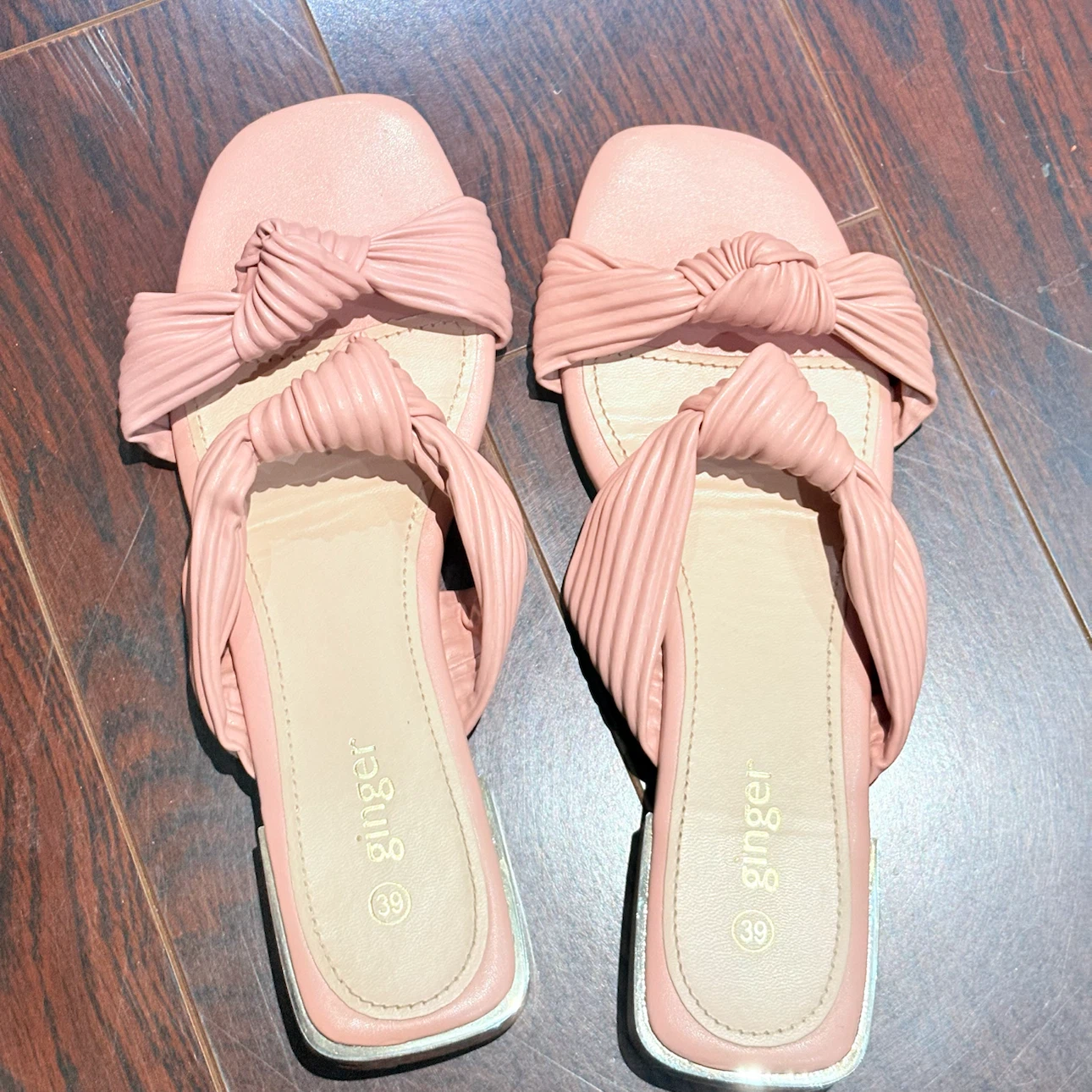 Ginger Pink Knot Detail Sandals Size 39