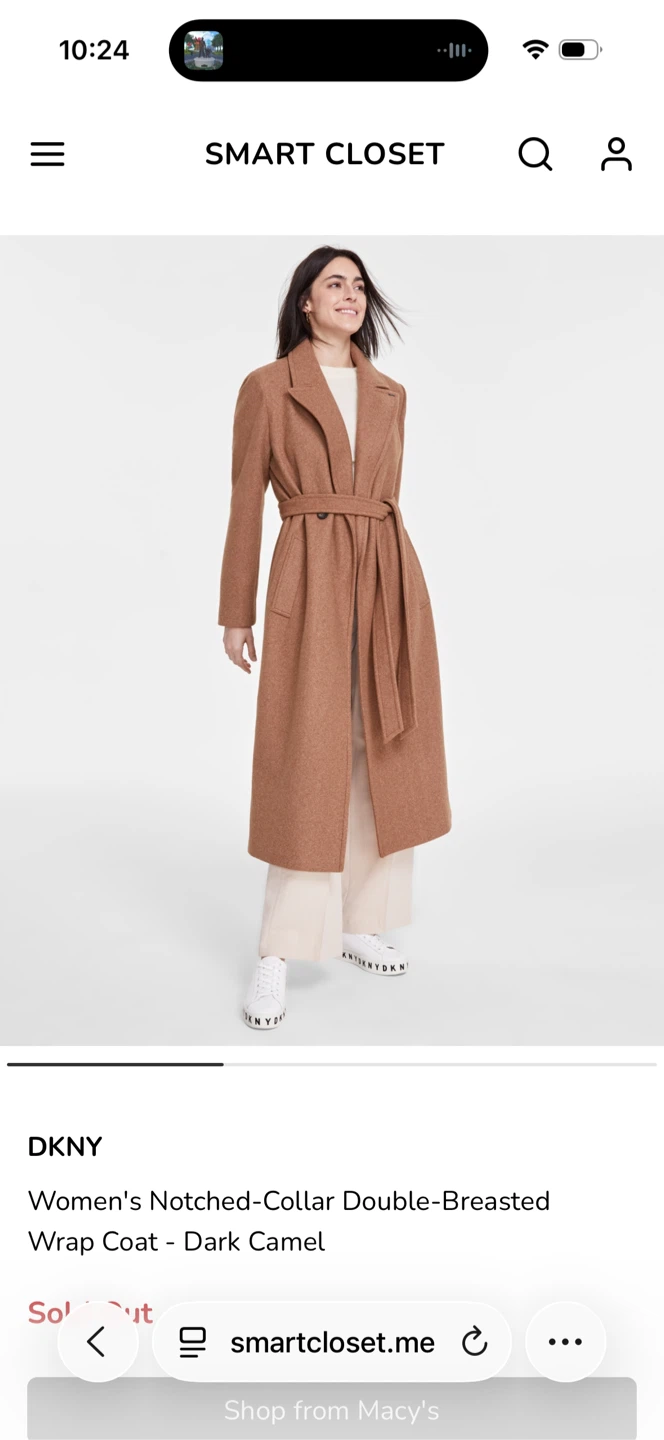 DKNY Women's Notched-Collar Double-Breasted Wrap Coat