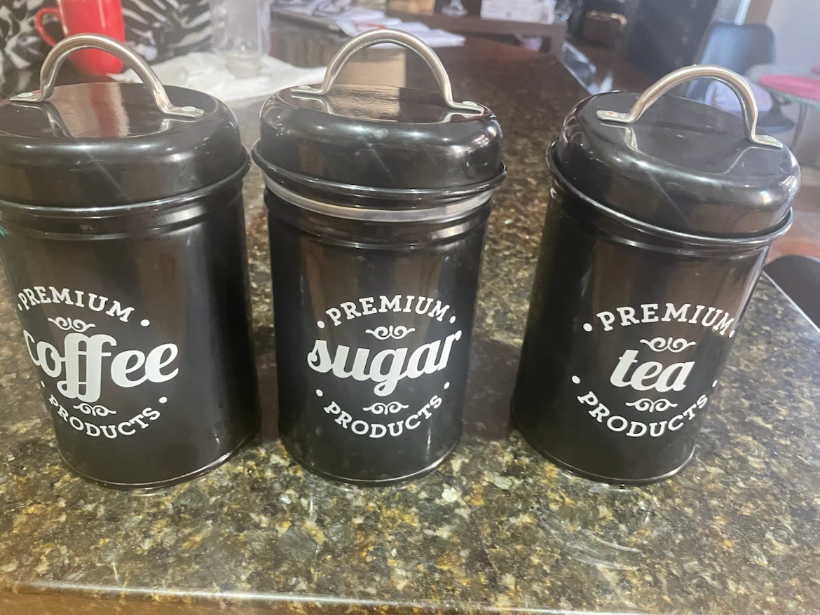 Set of 3 Premium Coffee, Sugar, and Tea Canisters