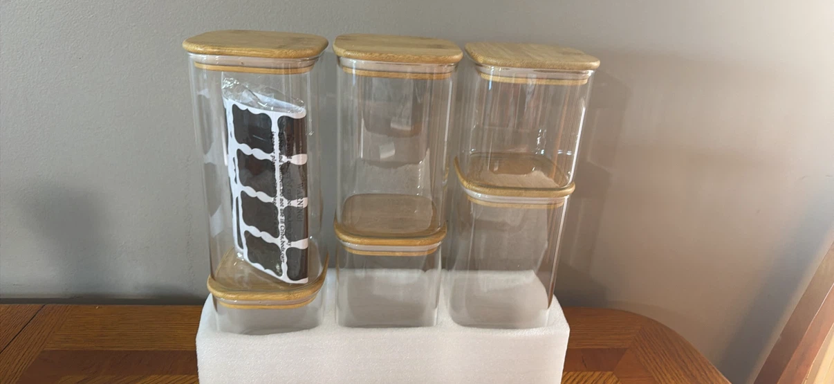 Glass Food Storage Containers with Bamboo Lids
