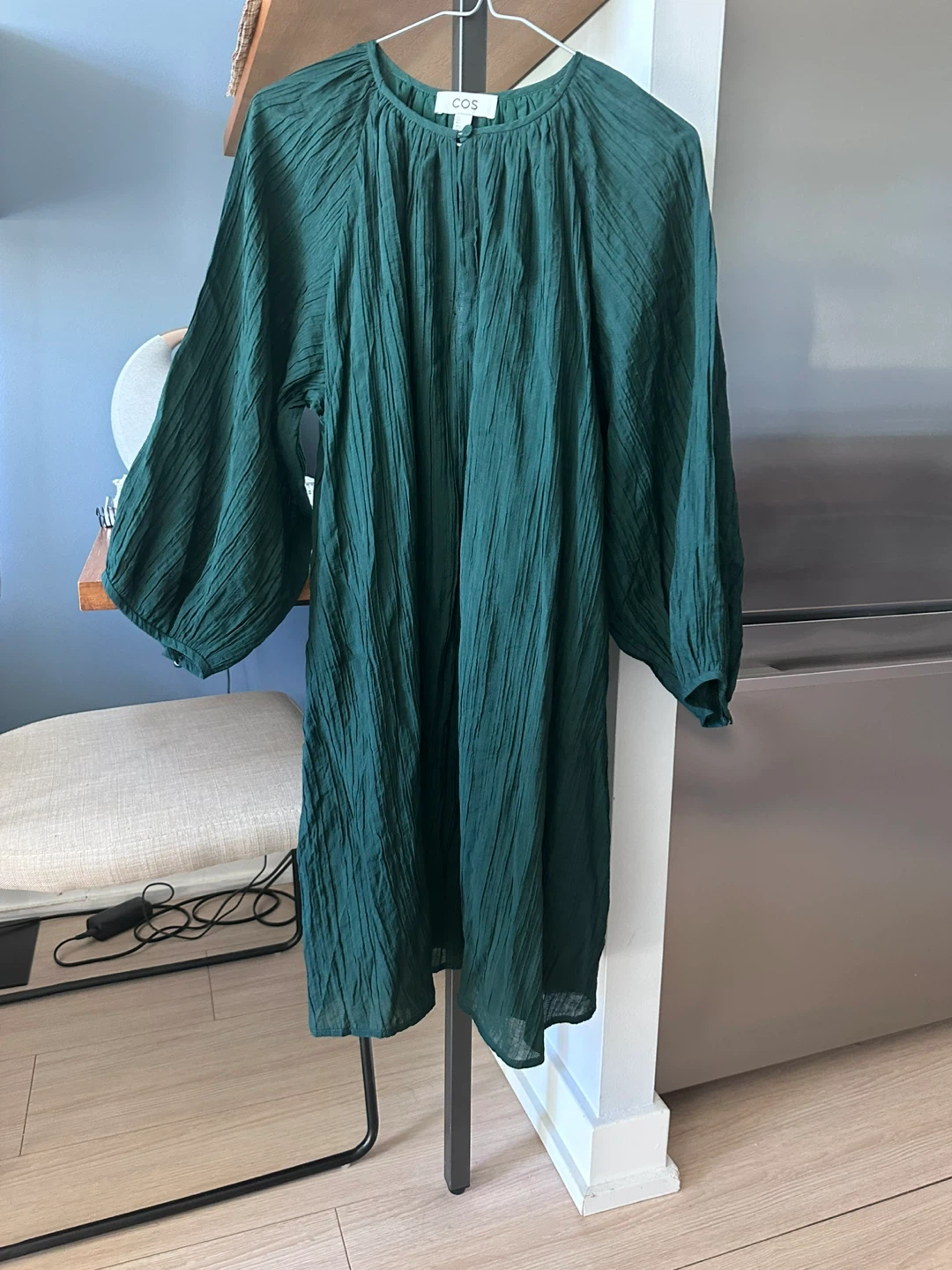 COS Dark Green Crinkled Dress