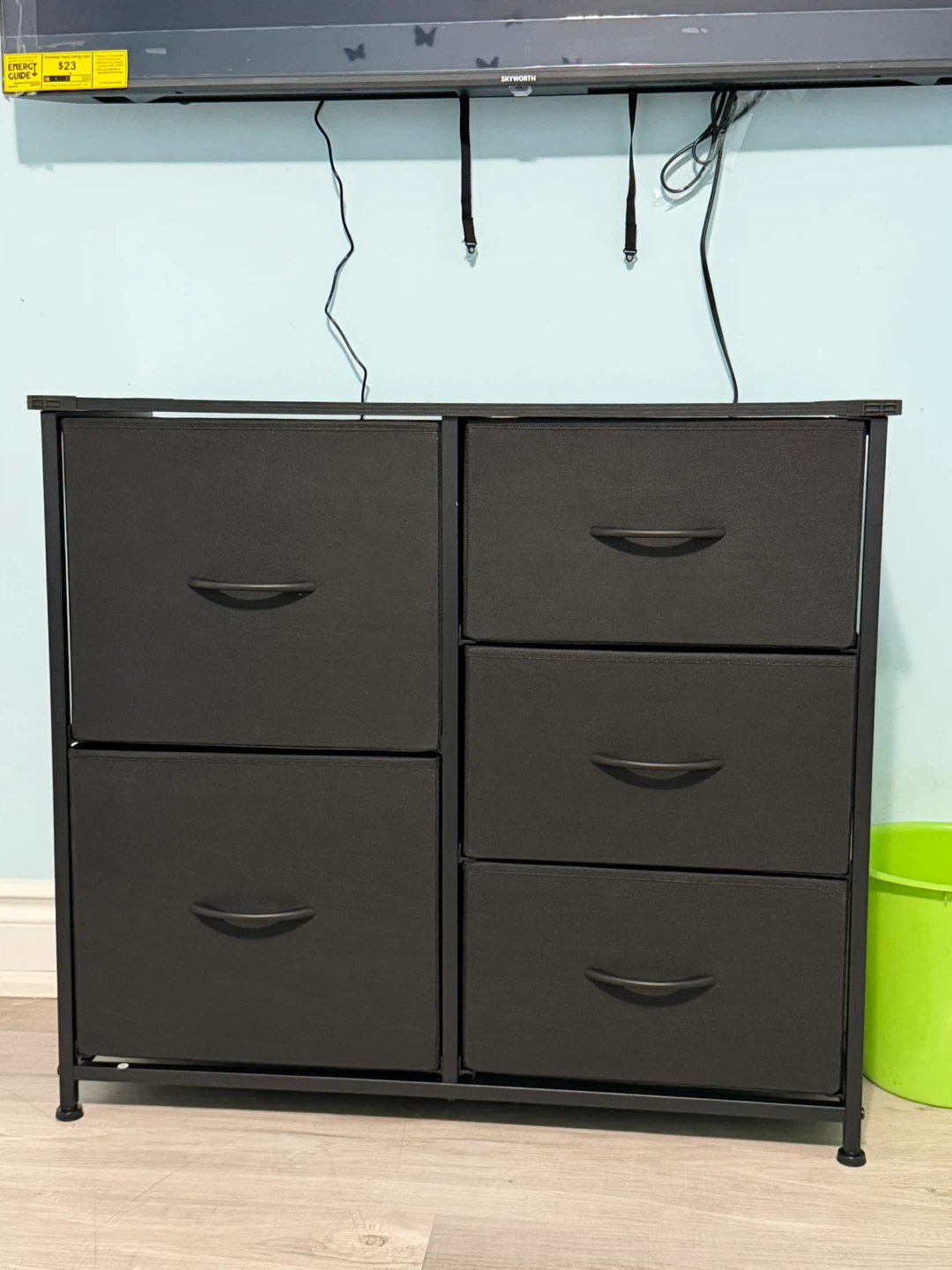 Black 5-Drawer Fabric Storage Dresser