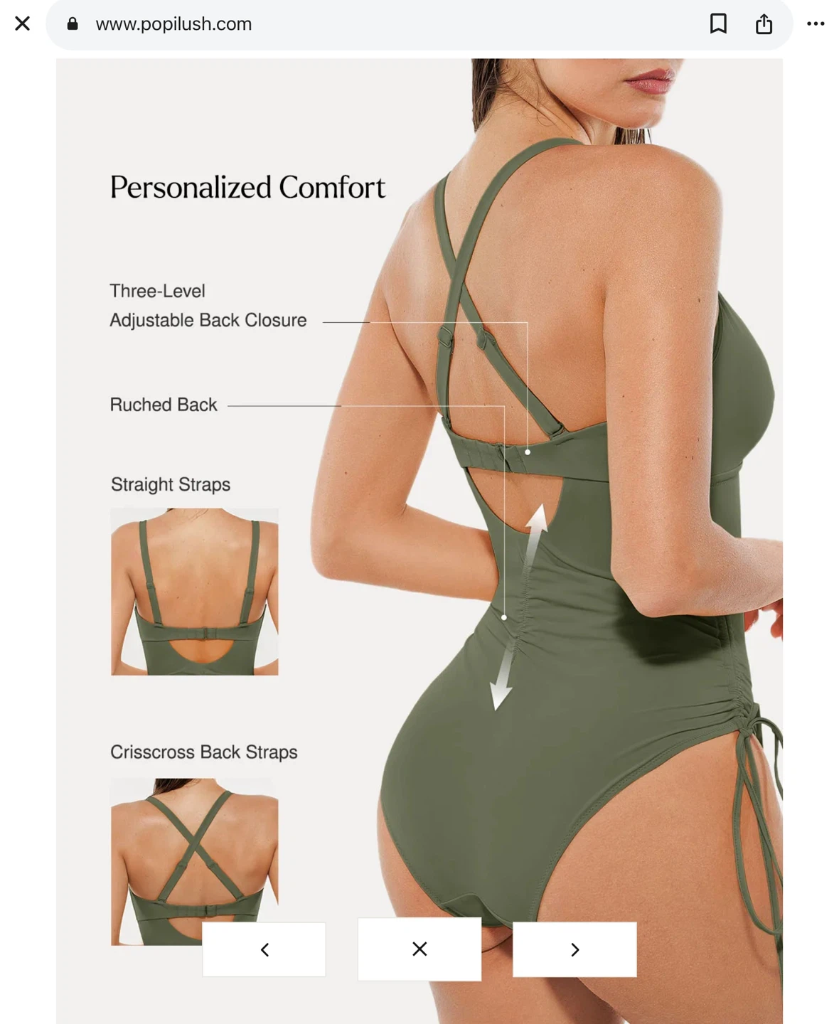 New Popilush plunge olive Swimsuit- M - photo 3