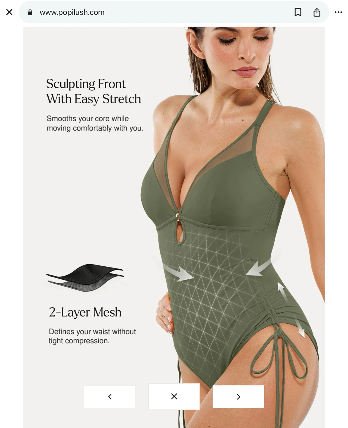 New Popilush plunge olive Swimsuit- M - photo 5