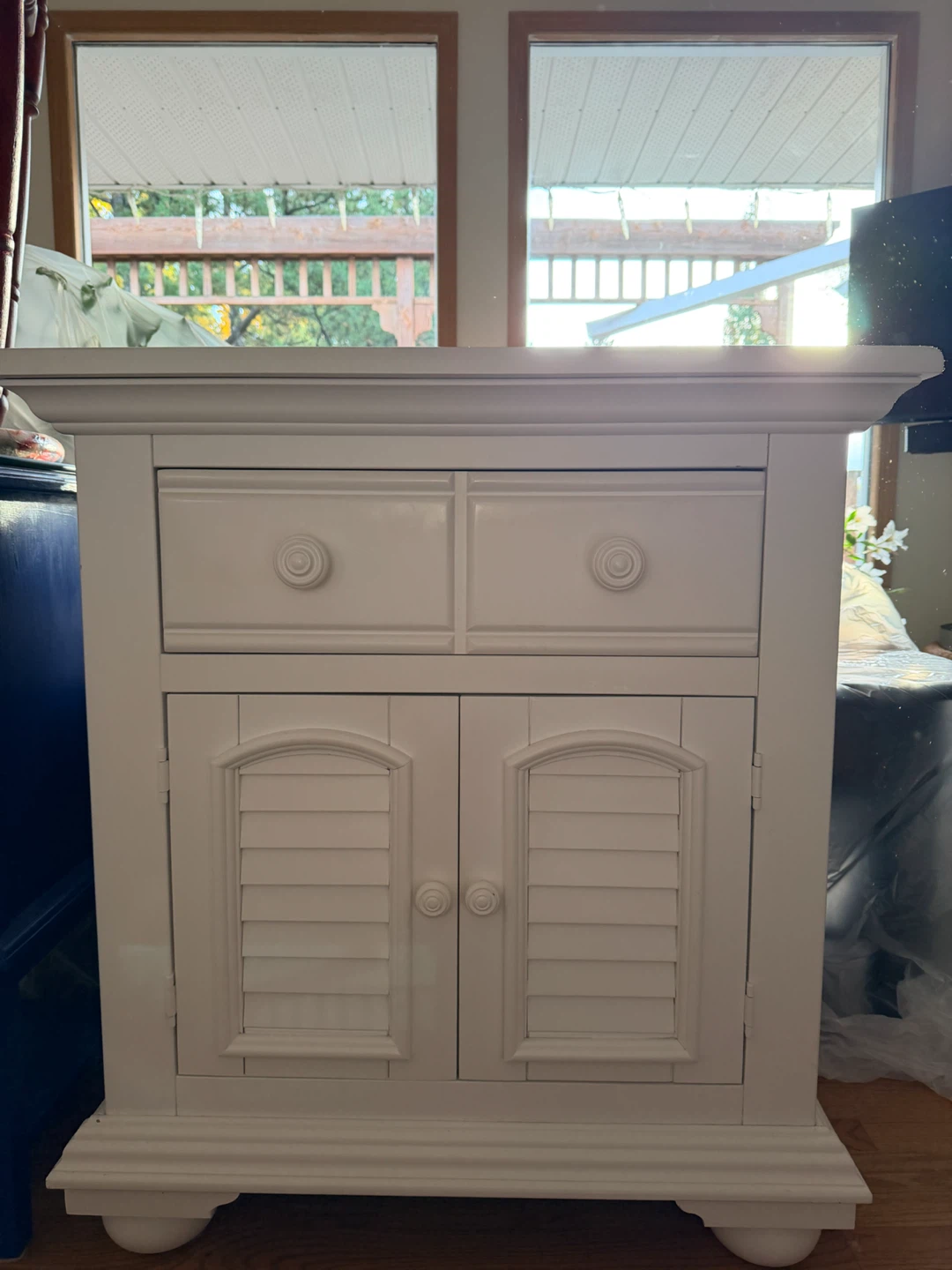 Solid wood, high quality white night stand or entryway cabinet