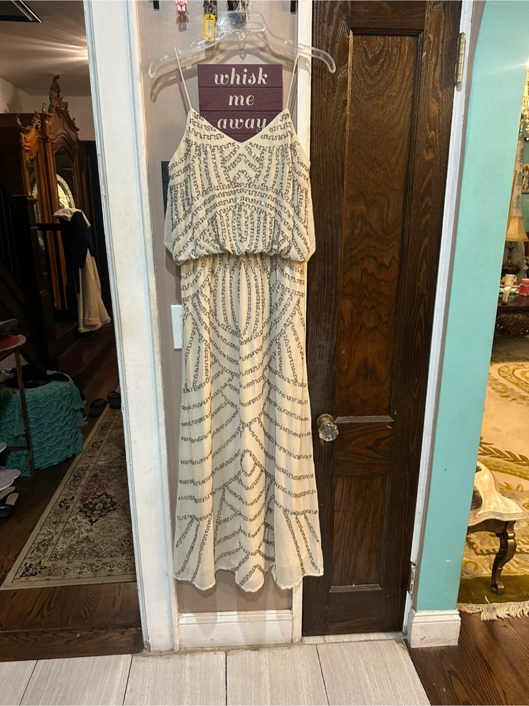 Beaded Cream Maxi Dress