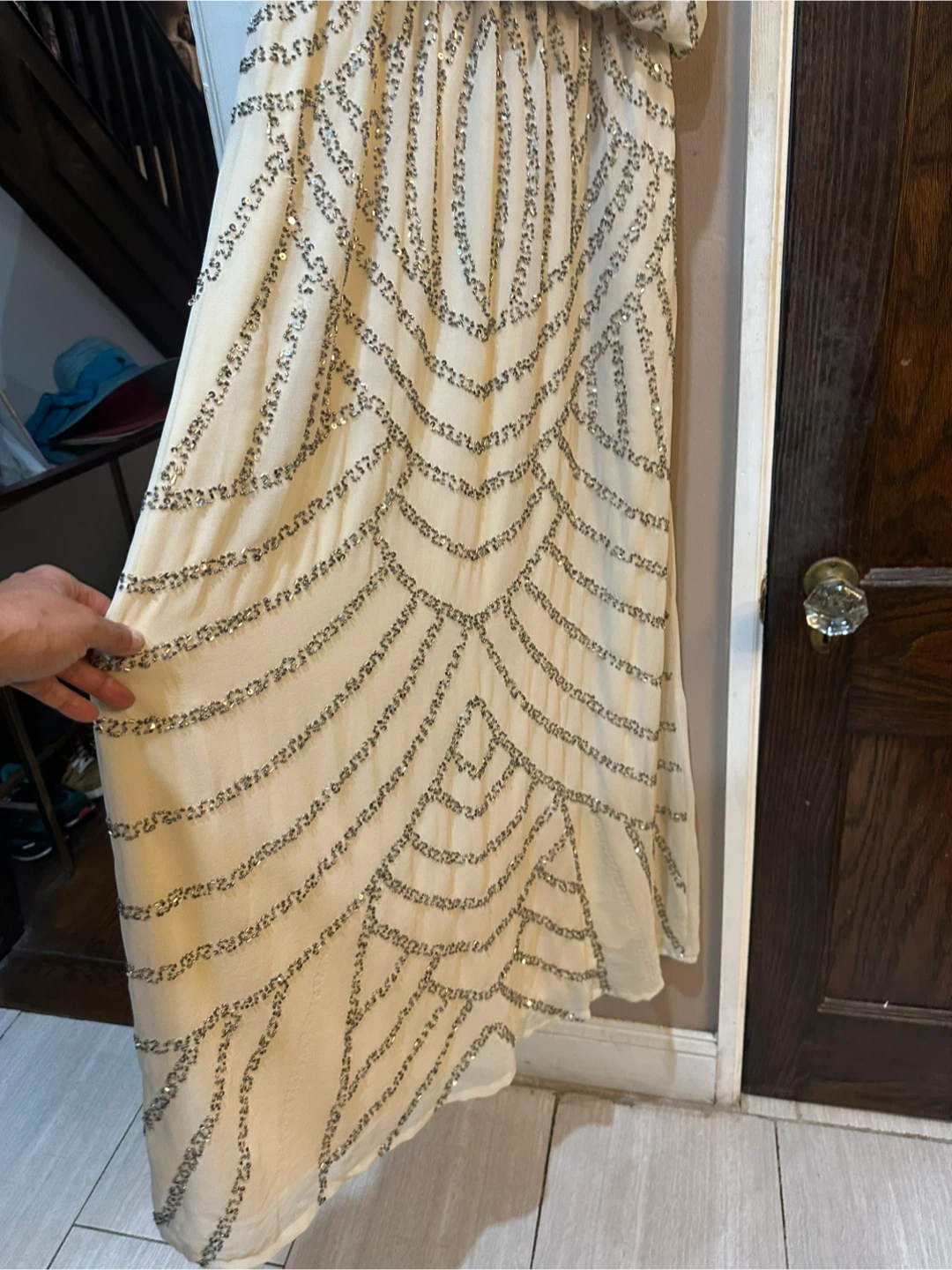Beaded Cream Maxi Dress - photo 4
