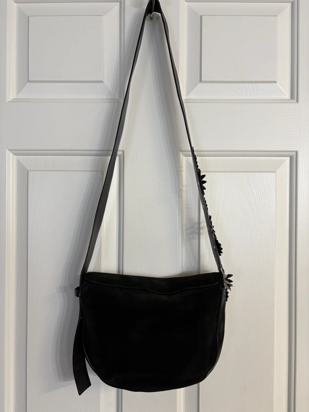 IMNYC Isaac Mizrahi Black Suede Crossbody Bag