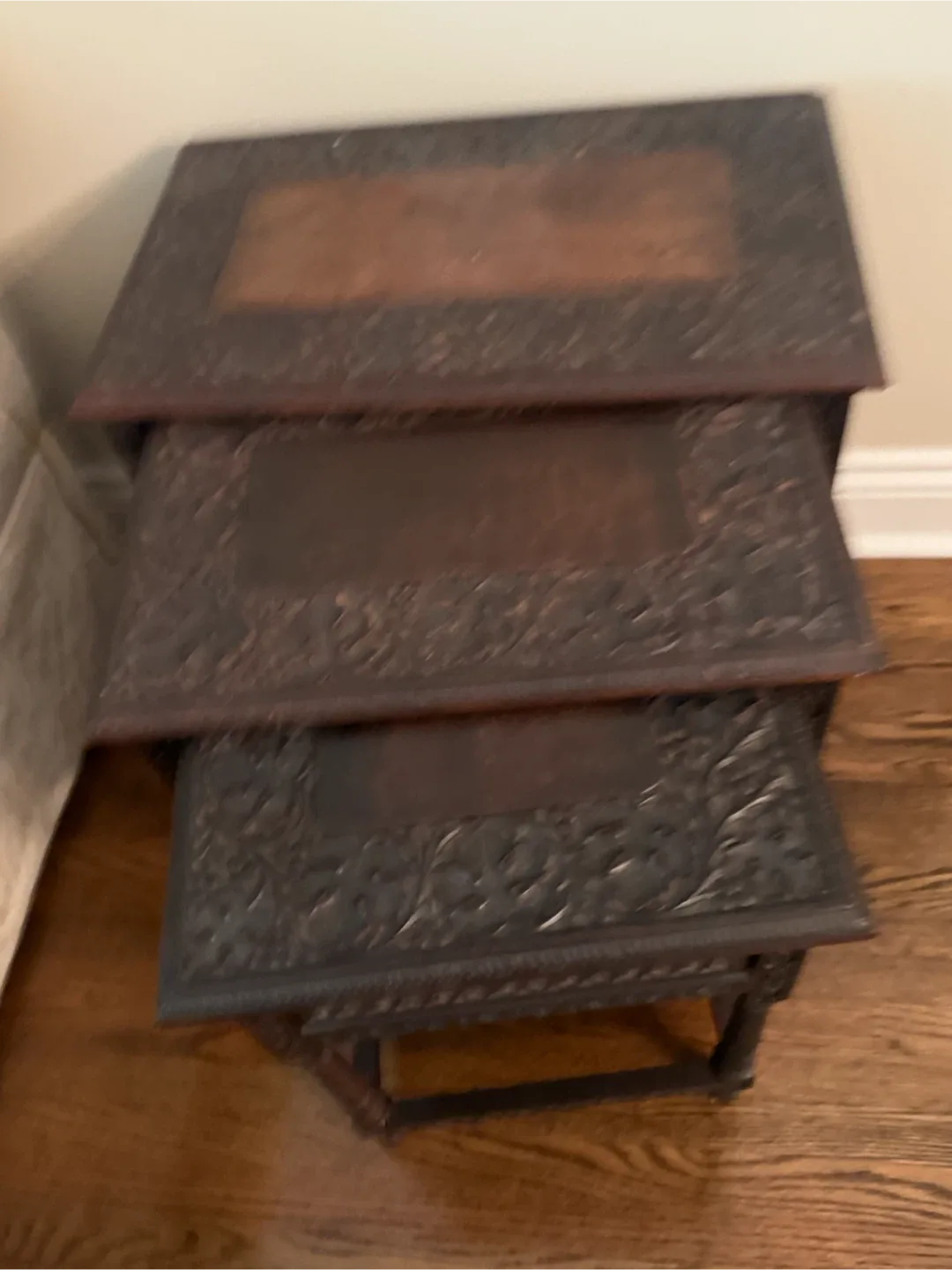 Carved Wooden Nesting Tables - photo 2