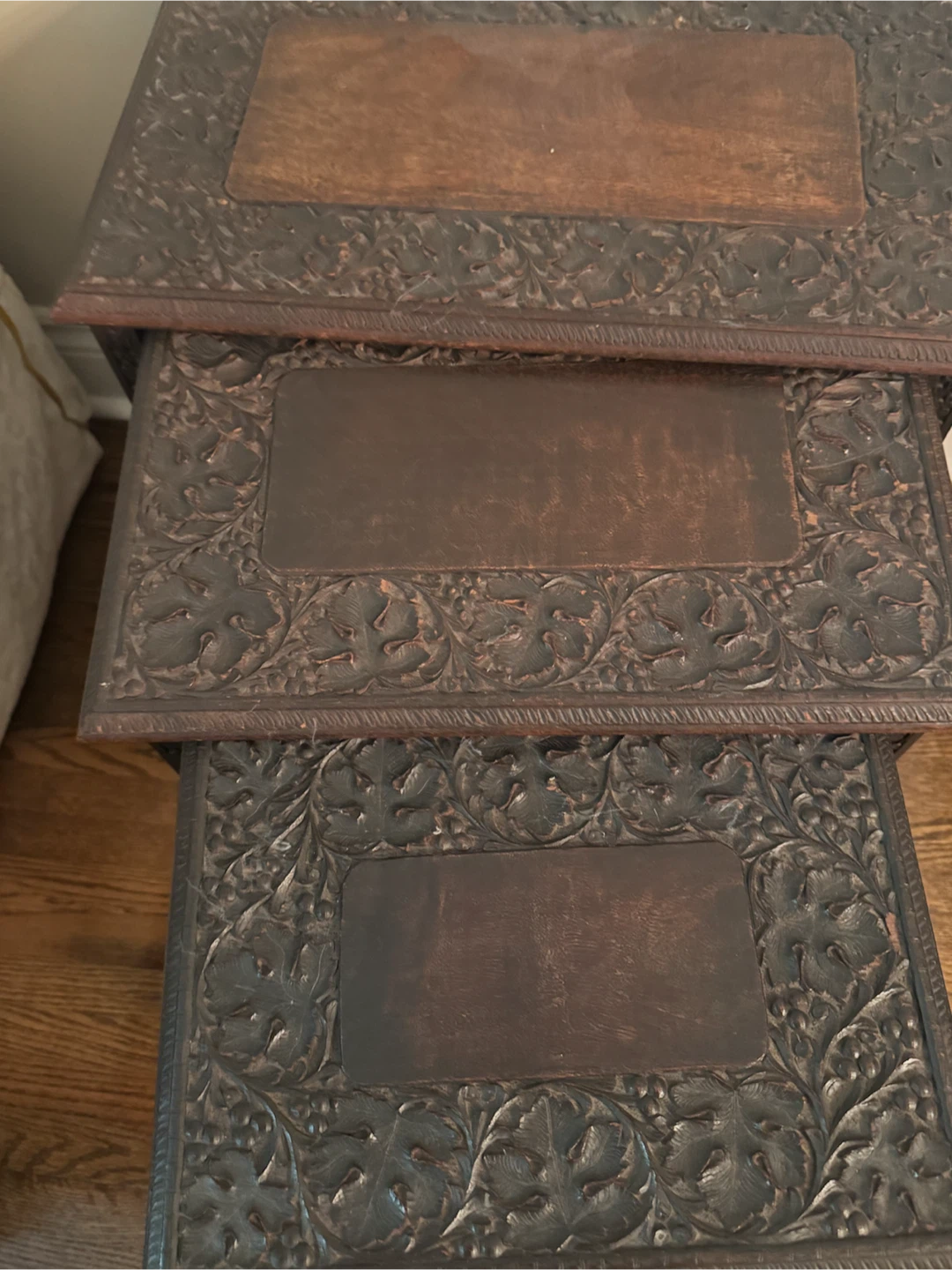 Carved Wooden Nesting Tables - photo 4