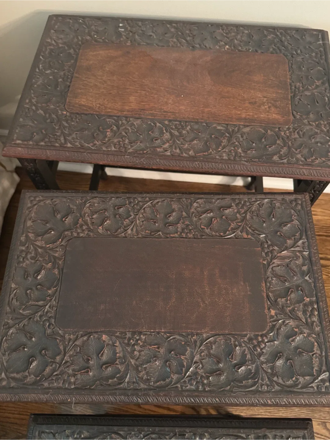 Carved Wooden Nesting Tables - photo 5