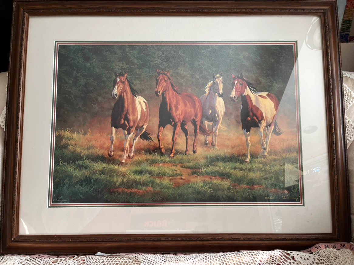 Art- Art Print, “Running Horses” by C. Cummings, Framed to 22x36 - photo 5