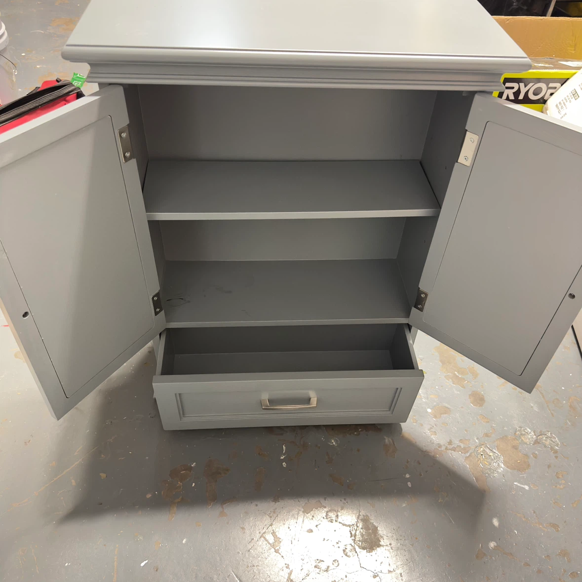 Gray Decorative Wall Cabinet with Drawer - photo 2