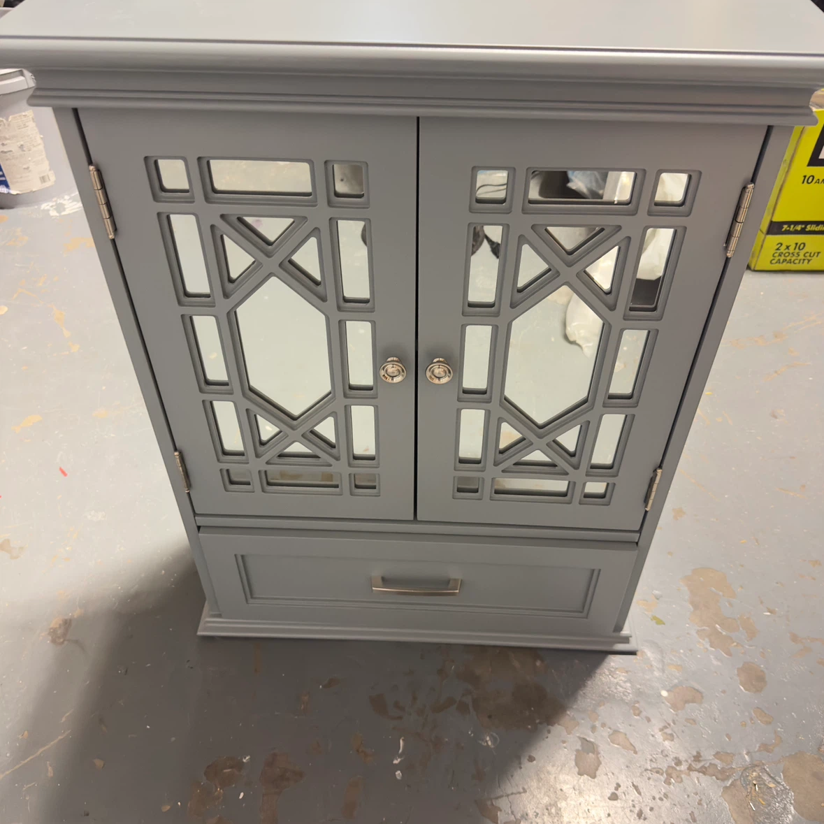 Gray Decorative Wall Cabinet with Drawer - photo 3