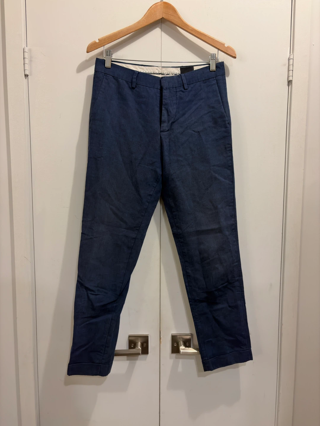 H&M Navy Colour Linen Trouser