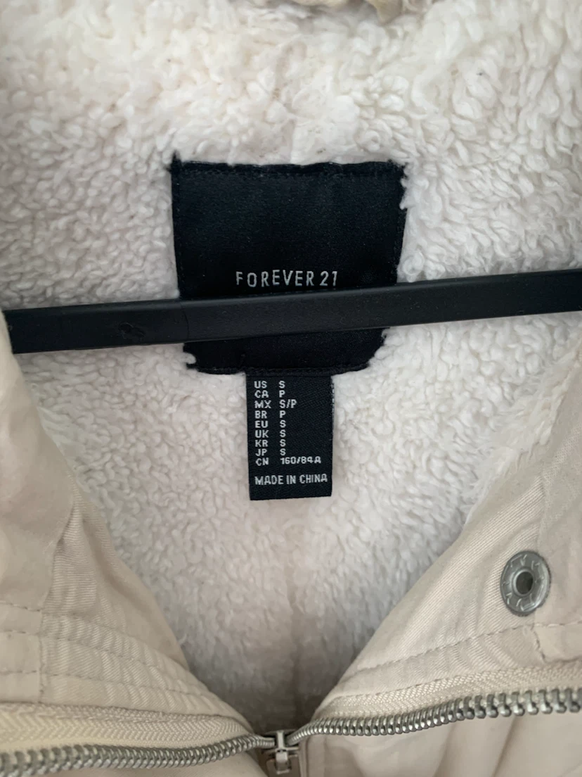 Forever 21 Beige Sherpa-Lined Hooded Jacket - photo 3