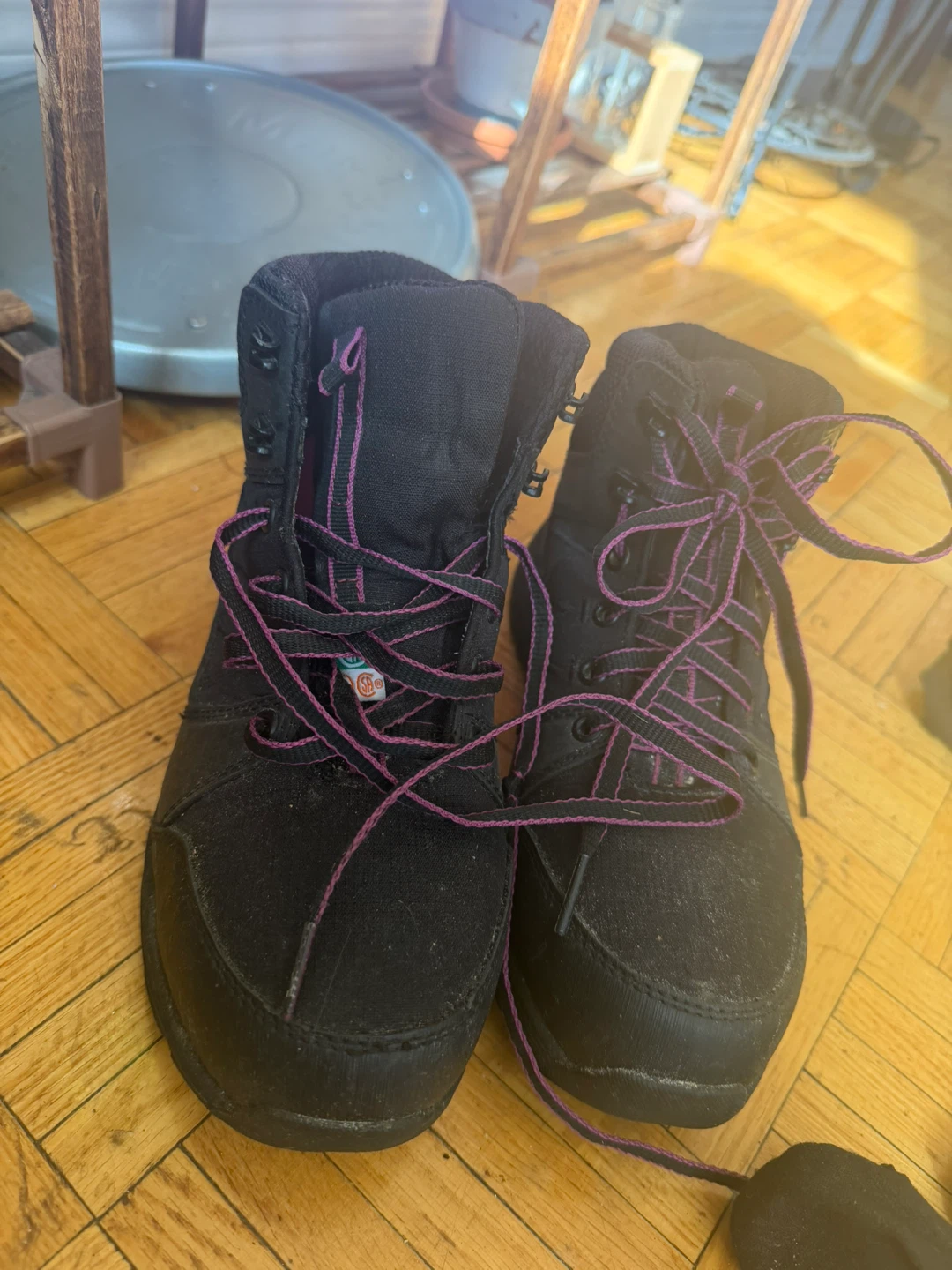 Work Black Safety Boots with Purple Accents