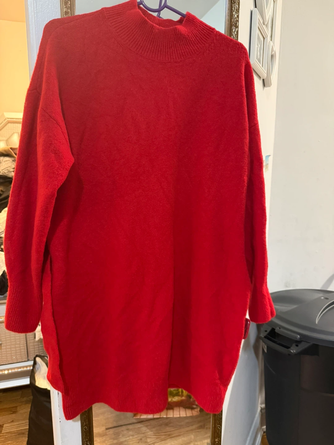 Red Mock Neck Sweater dresses