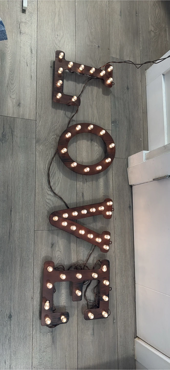 Rustic Wood LOVE Marquee Light Sign
