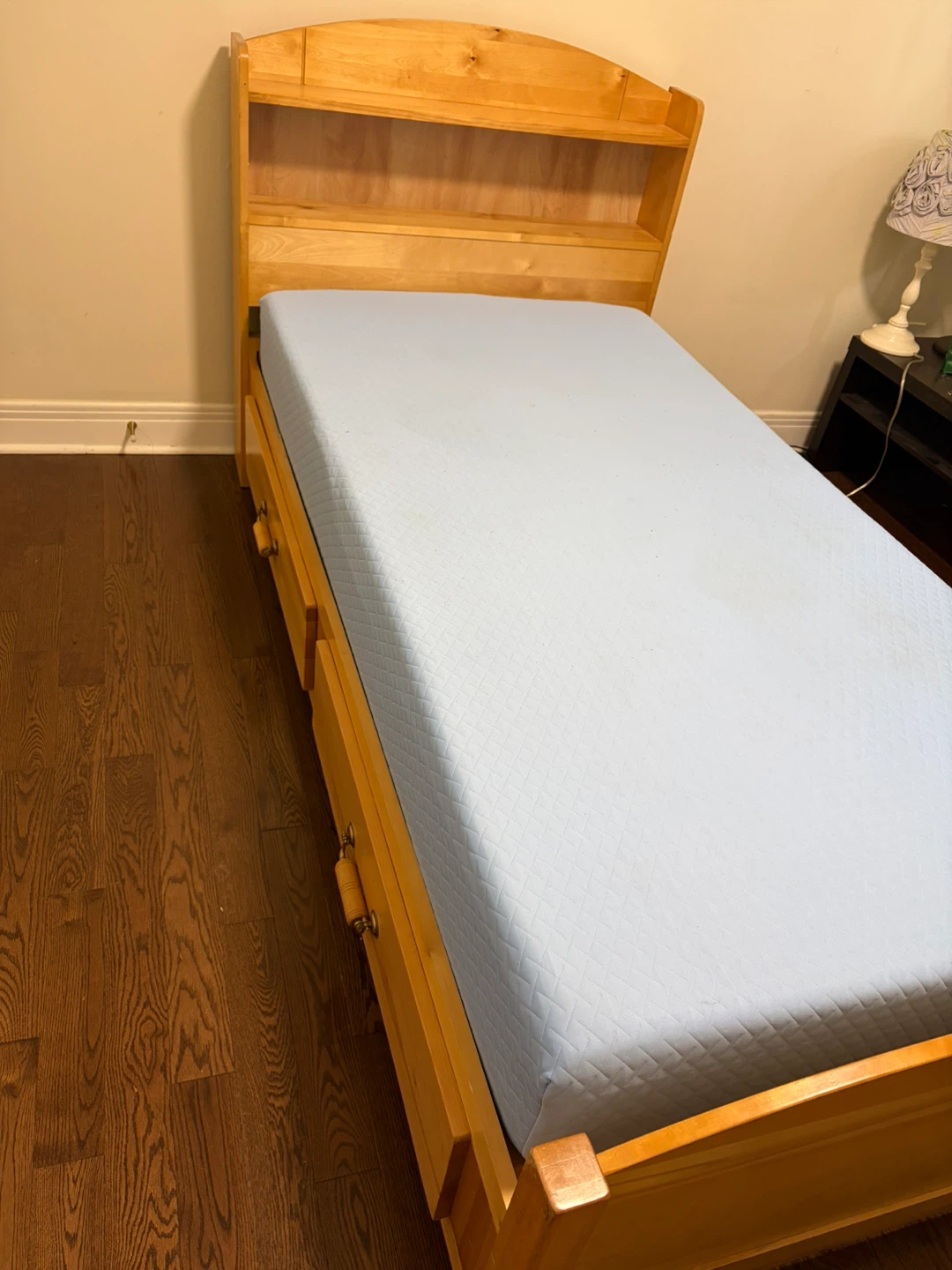 Single bed frame with headboard and matching nightstand