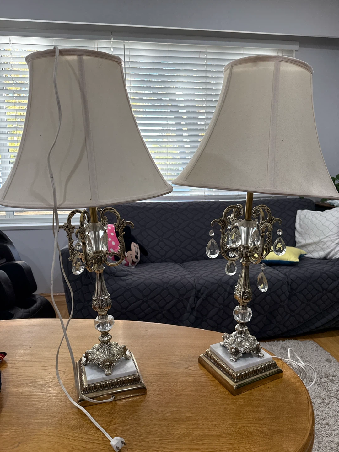 Set of Two Ornate Crystal Table Lamps