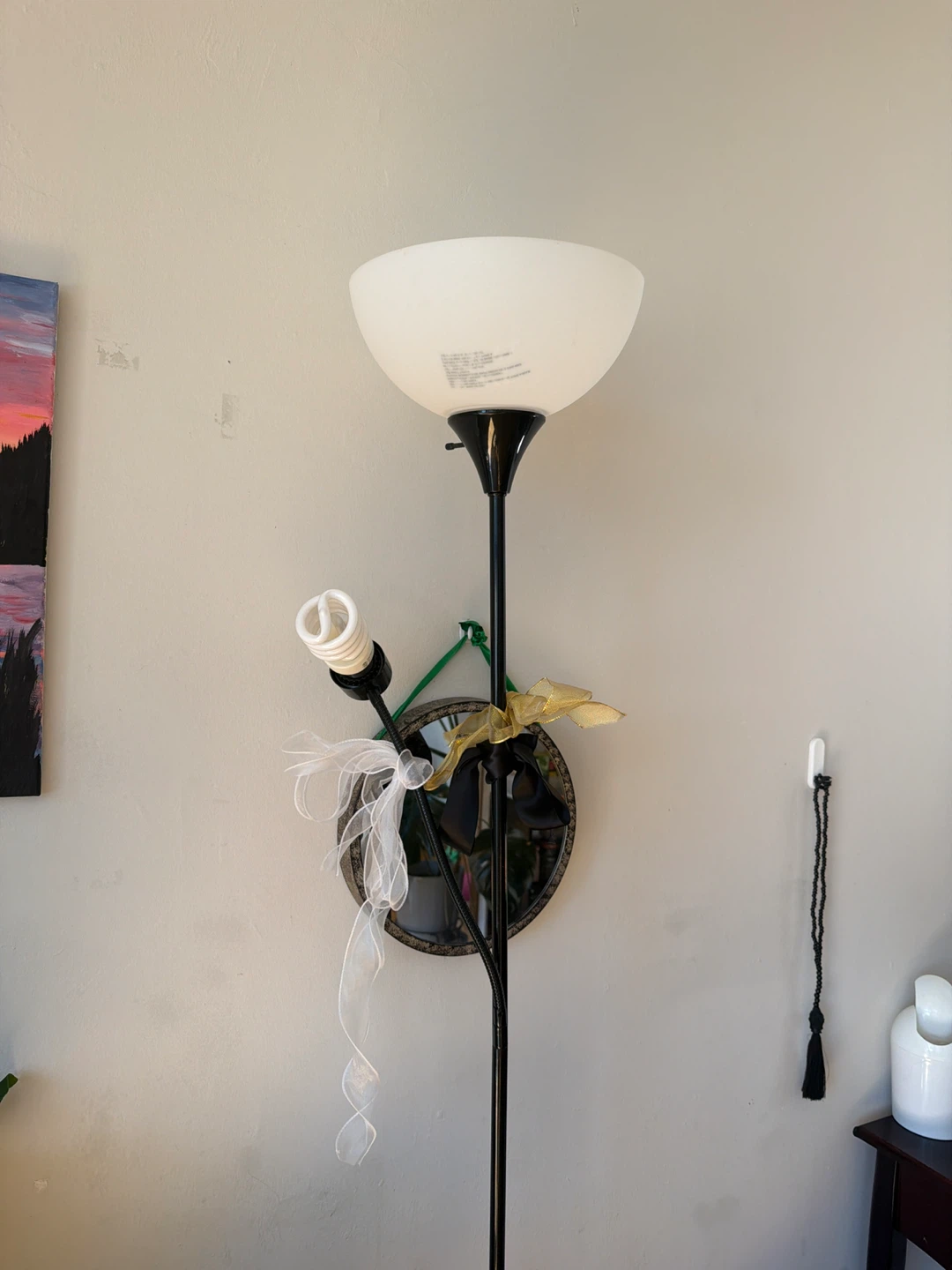Black floor lamp with reading light